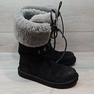 Ugg Australia Women 1892 Tall Leather Sheepskin Lace Up Boots Sz 7
